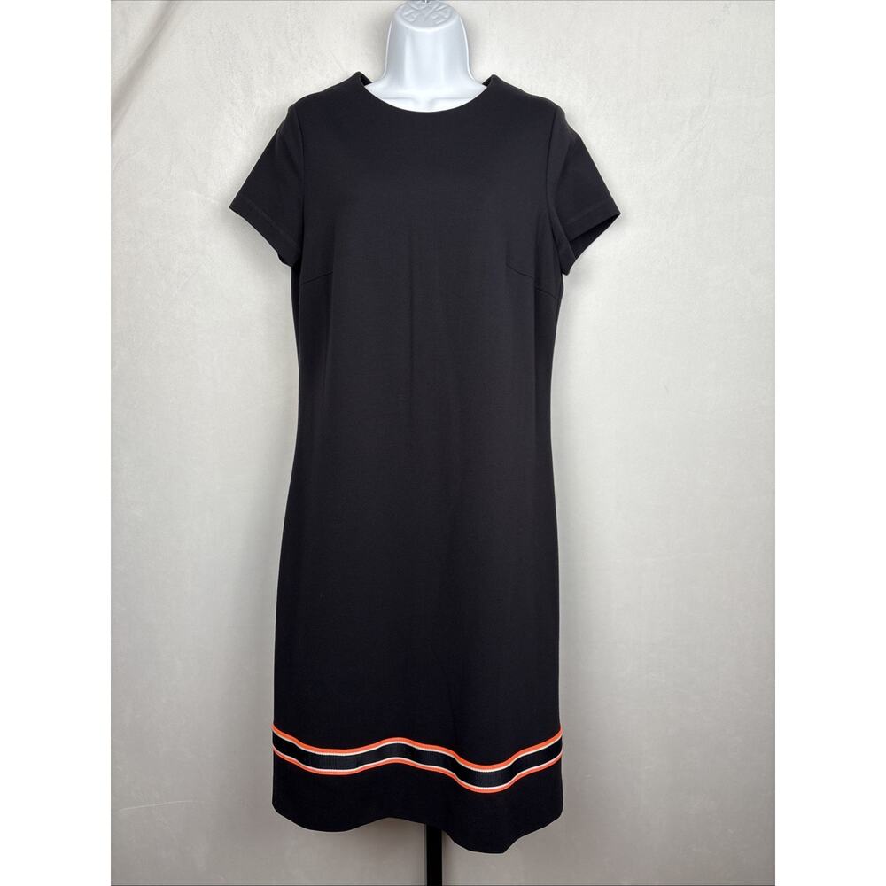 Escada Sport Ponte Knit Sheath Dress Womens EU 40 US 10 Black Knee Length Logo